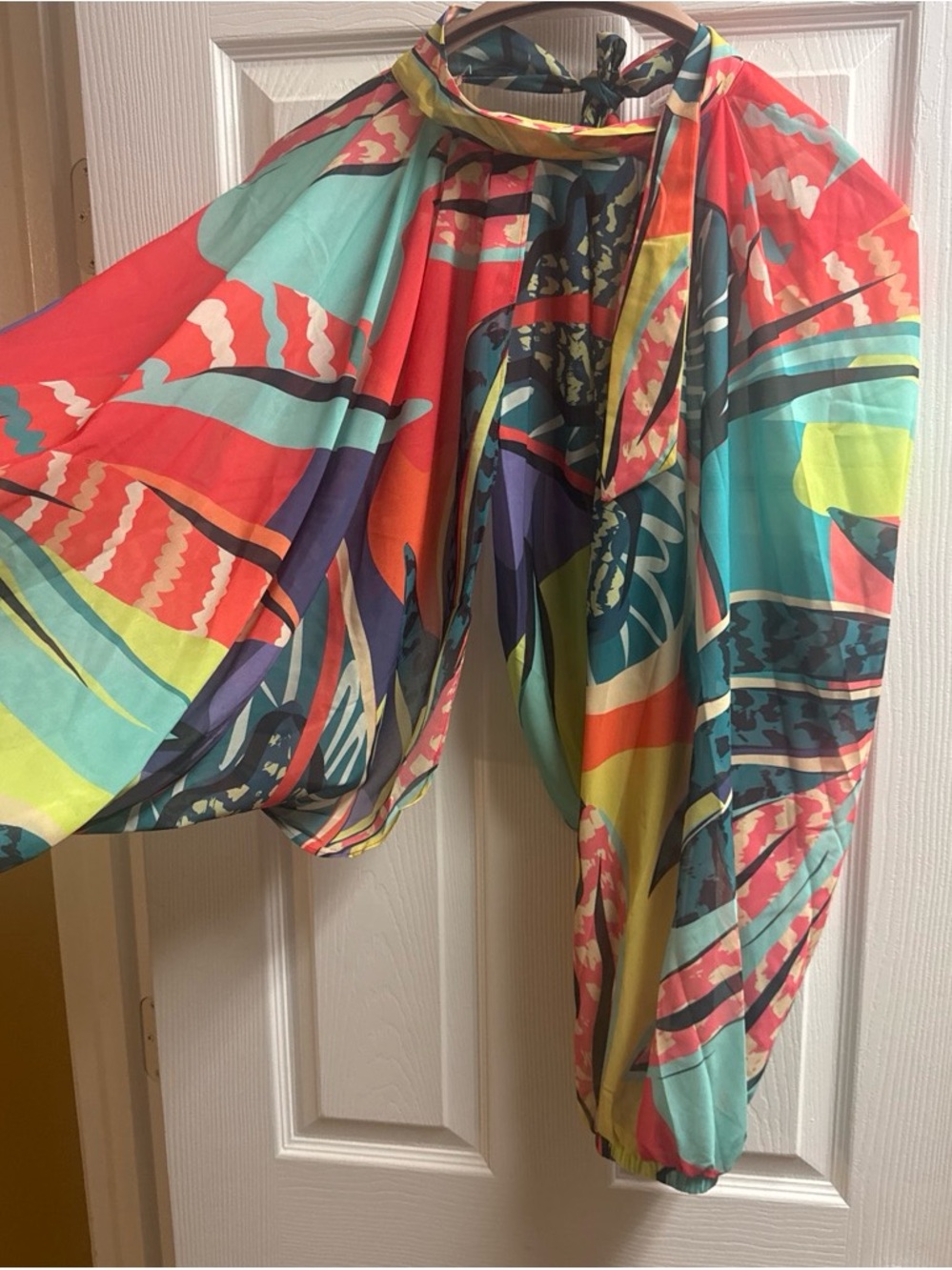& Other Stories Multicolor Abstract Print Balloon Sleeve Blouse